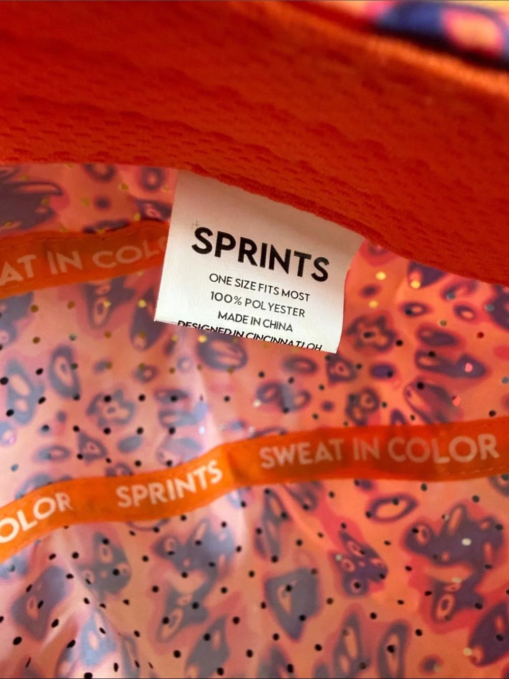 Sprints Pink-purple-orange running  Cap with Purple Leopard Print